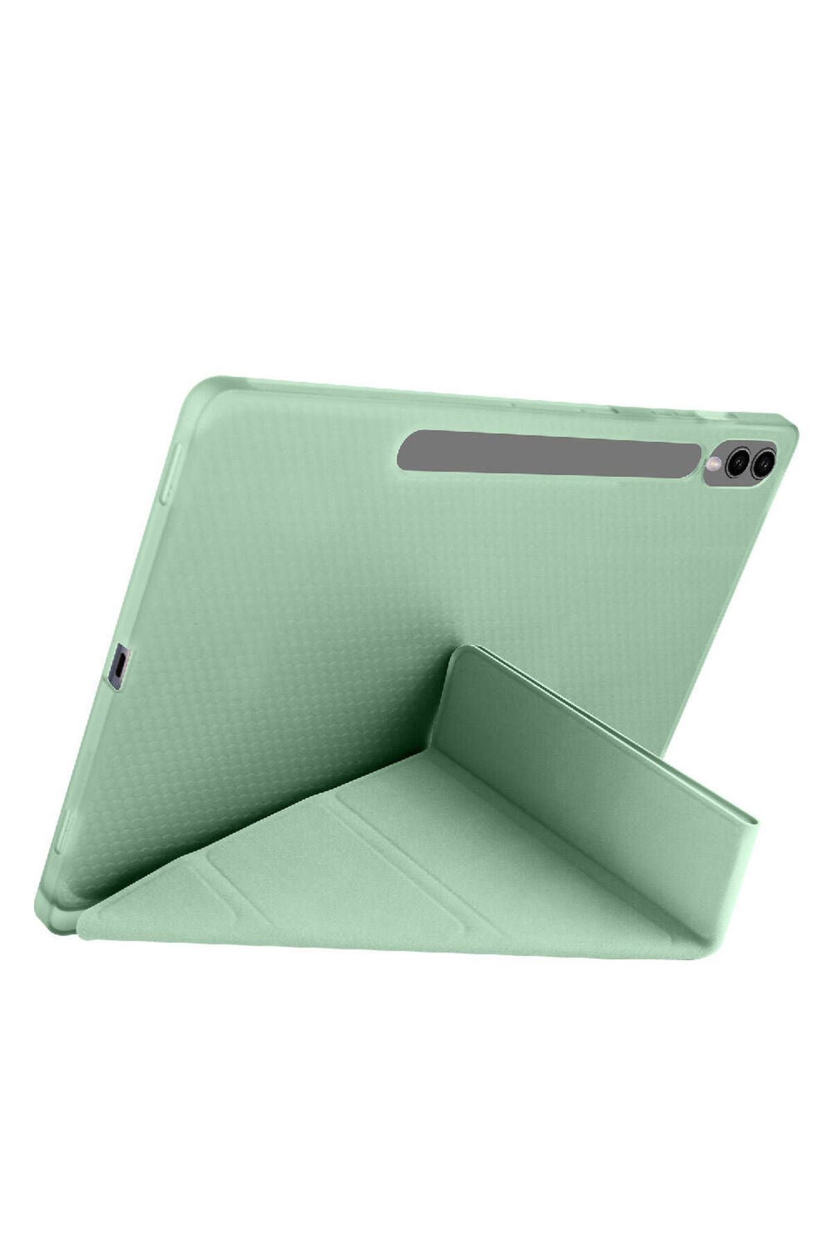 Galaxy Tab S9 Plus Kılıf Zore Tri Folding Kalem Bölmeli Standlı Kılıf - Yeşil
