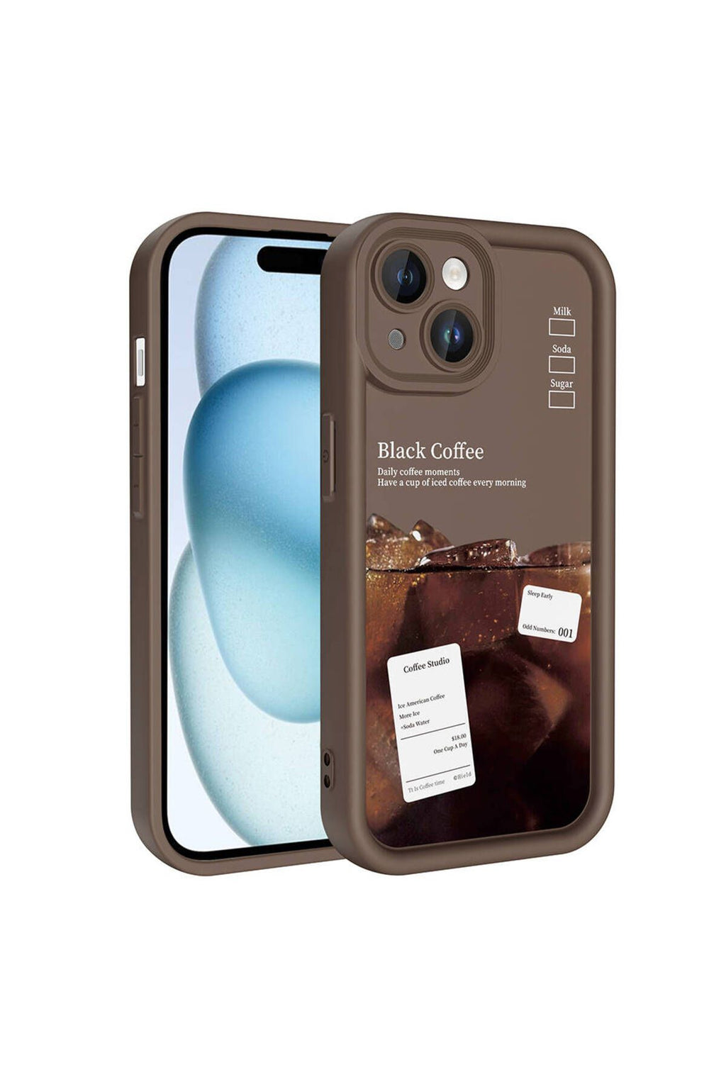 iPhone 15 Kılıf Kamera Korumalı Baskılı Arka Yüzey Zore Klas Kapak - Açık Kahve