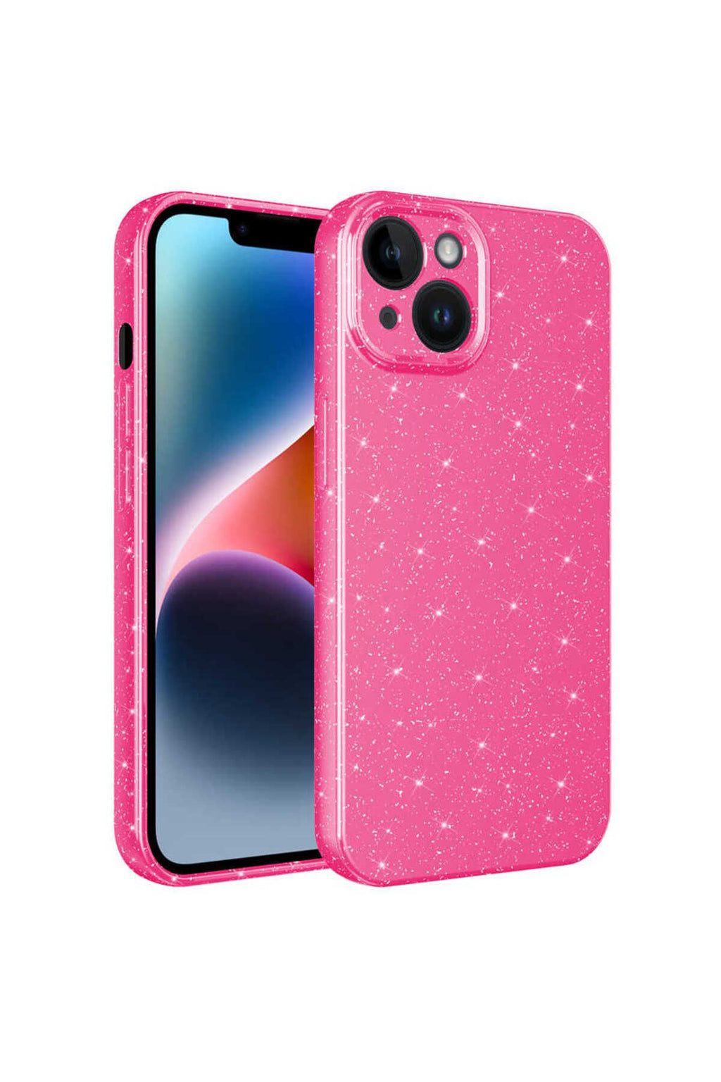 iPhone 14 Uyumlu Kamera Korumalı Simli Lüks Zore Koton Kılıf-Pembe Koyu