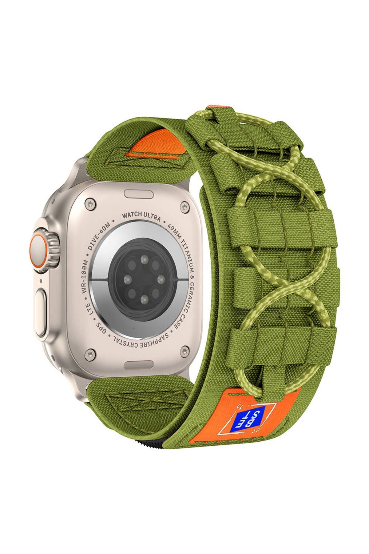 Watch Ultra 49mm Uyumlu CLO- KRD-99 Hasır Kordon-Turuncu