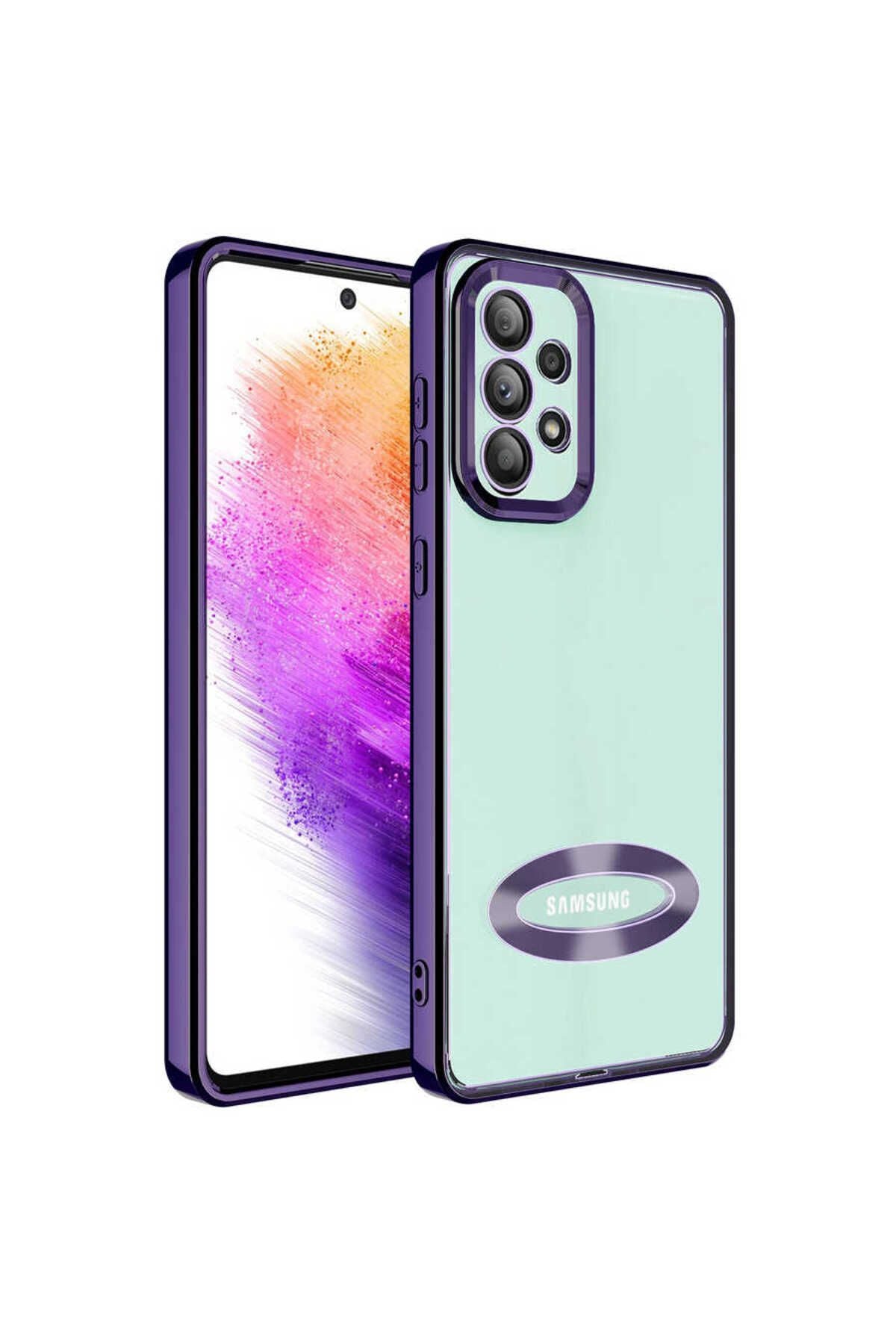 Galaxy A32 4G Kılıf Kamera Korumalı Logo Gösteren Zore Omega Kapak - Gümüş