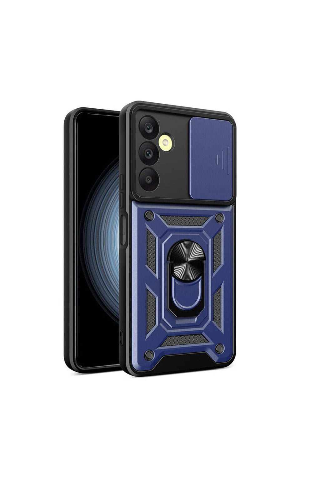 Galaxy A25 Kılıf Magnetik Standlı Kamera Korumalı TUVA Sürgülü Vega Kapak - Mavi