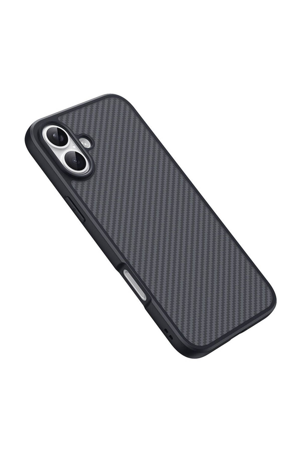 iPhone 16 Uyumlu Magsafe Şarj Özellikli Karbon Fiber Tasarımlı Zore Elnino Kapak
