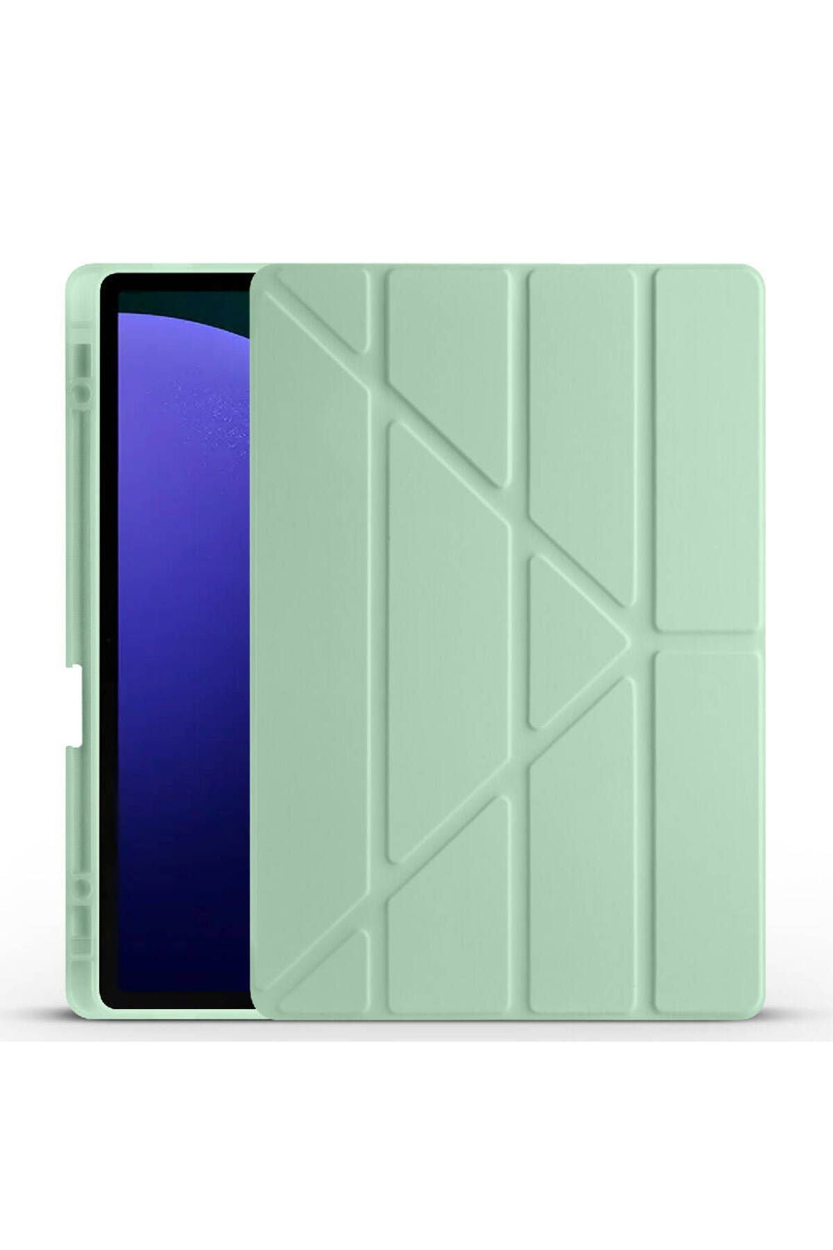 Galaxy Tab S9 FE Plus Kılıf  Uyumlu Zore Tri Folding Kalem Bölmeli Standlı Kılıf-Lacivert