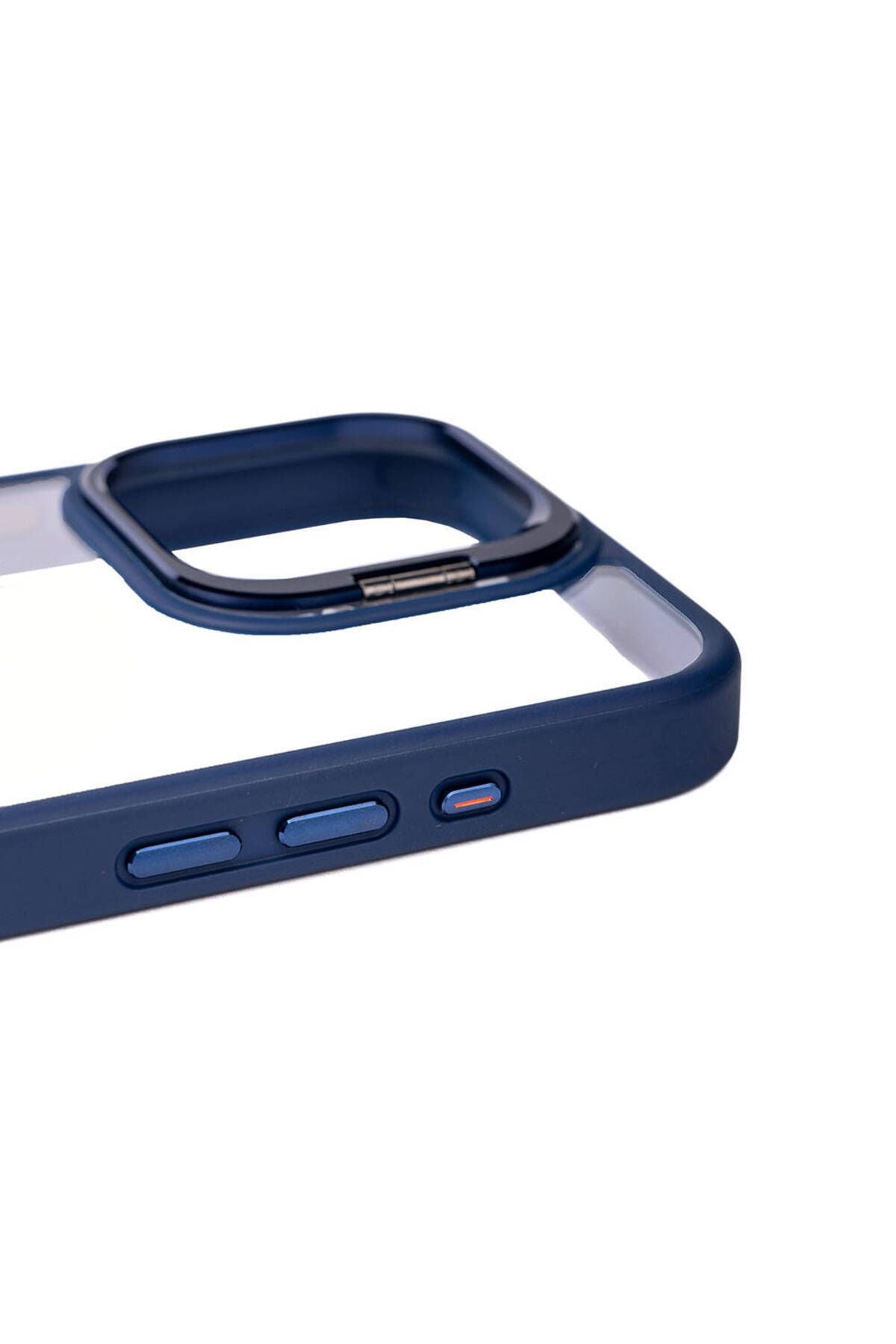 iPhone 15 Pro Uyumlu Kamera LZore Korumalı Standlı Zore Klon LNSM-li Kılıf-Siyah