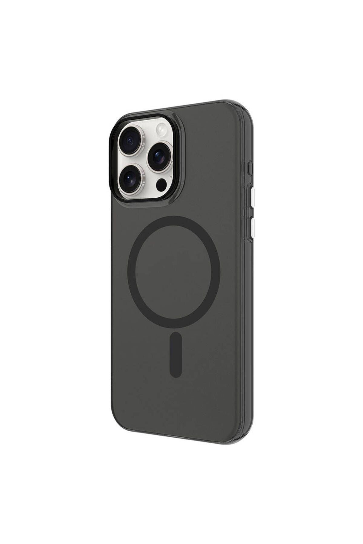 iPhone 15 Pro Uyumlu Zore Magsafe Şarj Özellikli Buzlu Transparan C-Pro Sert Kılıf-Renksiz