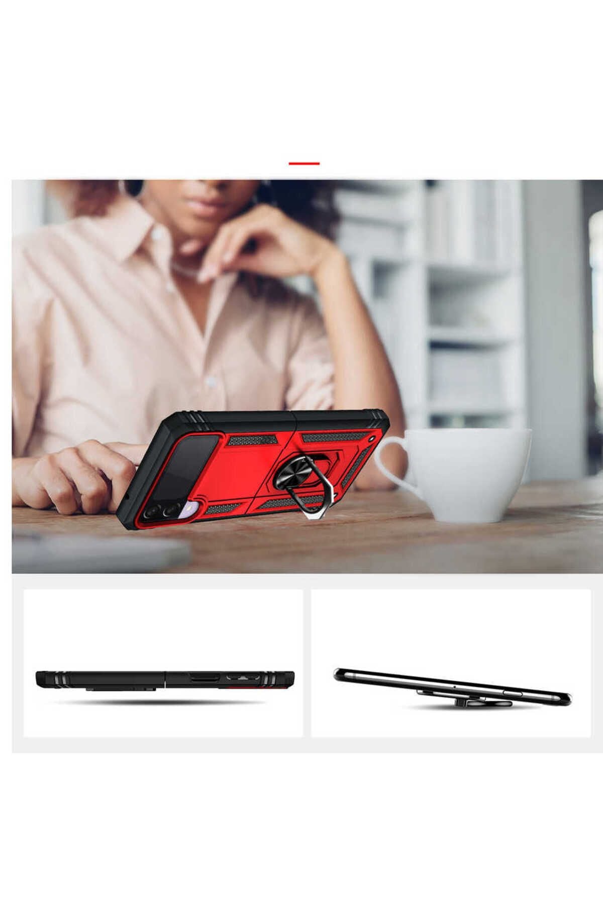 Galaxy Z Flip 3 Kılıf Zore Vega Kapak - Kırmızı