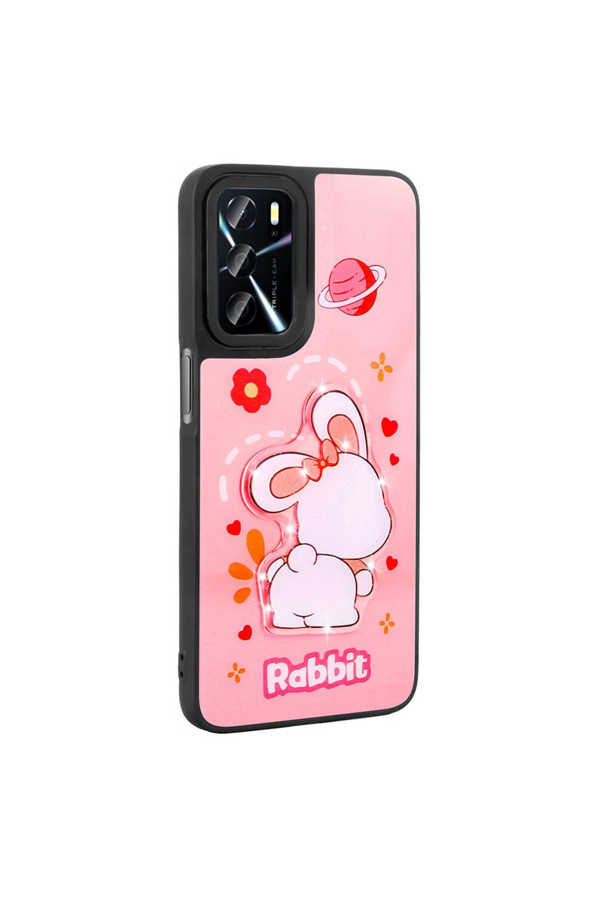 A54 4G Kılıf Parlayan Kabartmalı İkonik Figürlü Zore Amas Silikon Kapak - Pembe
