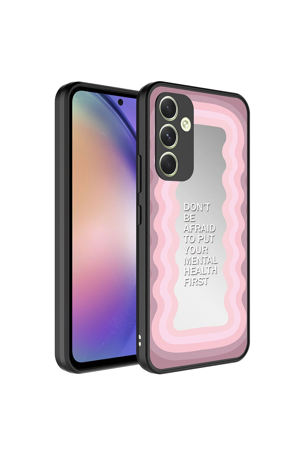 Galaxy A54 Kılıf Aynalı Desenli Kamera Korumalı Parlak Zore Mirror Kapak - Yazı