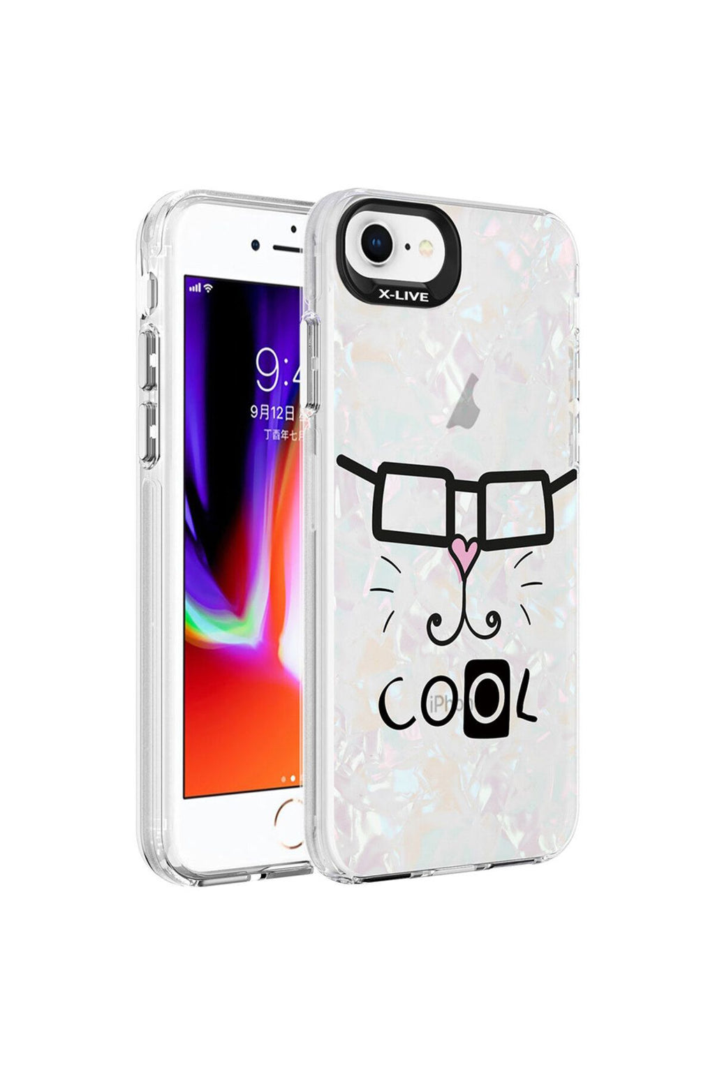 iPhone SE 2020 Kılıf Mermer Desenli Zore Marbello Kapak - Beyaz