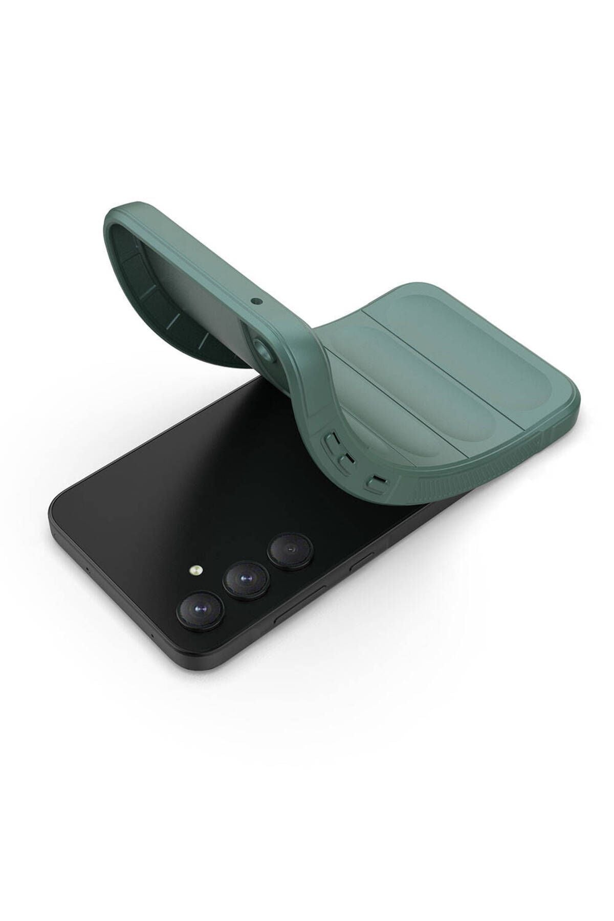 Galaxy A35 Kılıf Esnek TPU Oyuklu Arka Yüzey Tasarımlı Zore Etnik Silikon Kapak - Lacivert