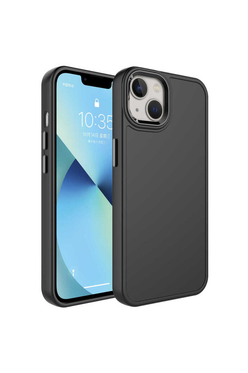 iPhone 14 Uyumlu Metal Çerçeve ve Buton Tasarımlı Sert Zore Botox Kılıf-Lila