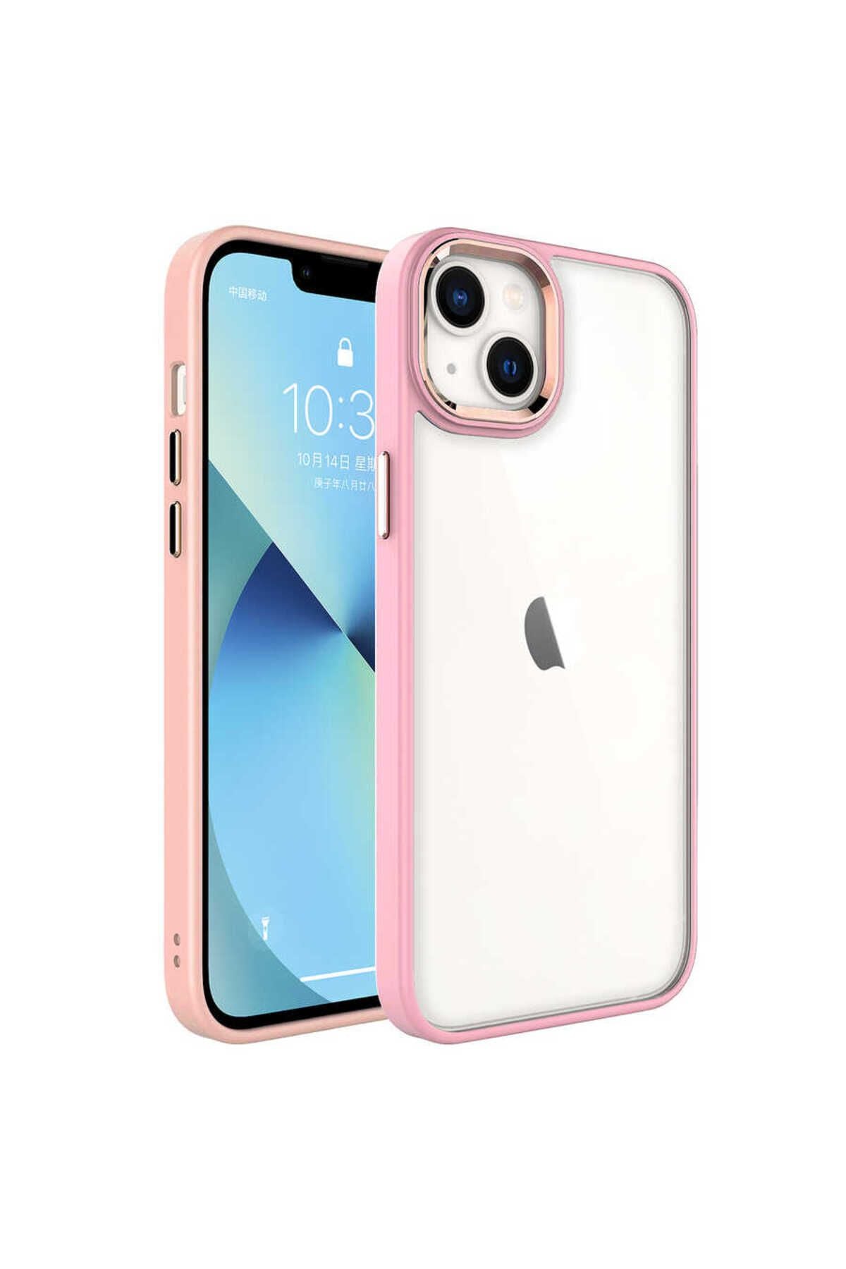 iPhone 14 Uyumlu Zore Krom Kılıf-Pembe Açık
