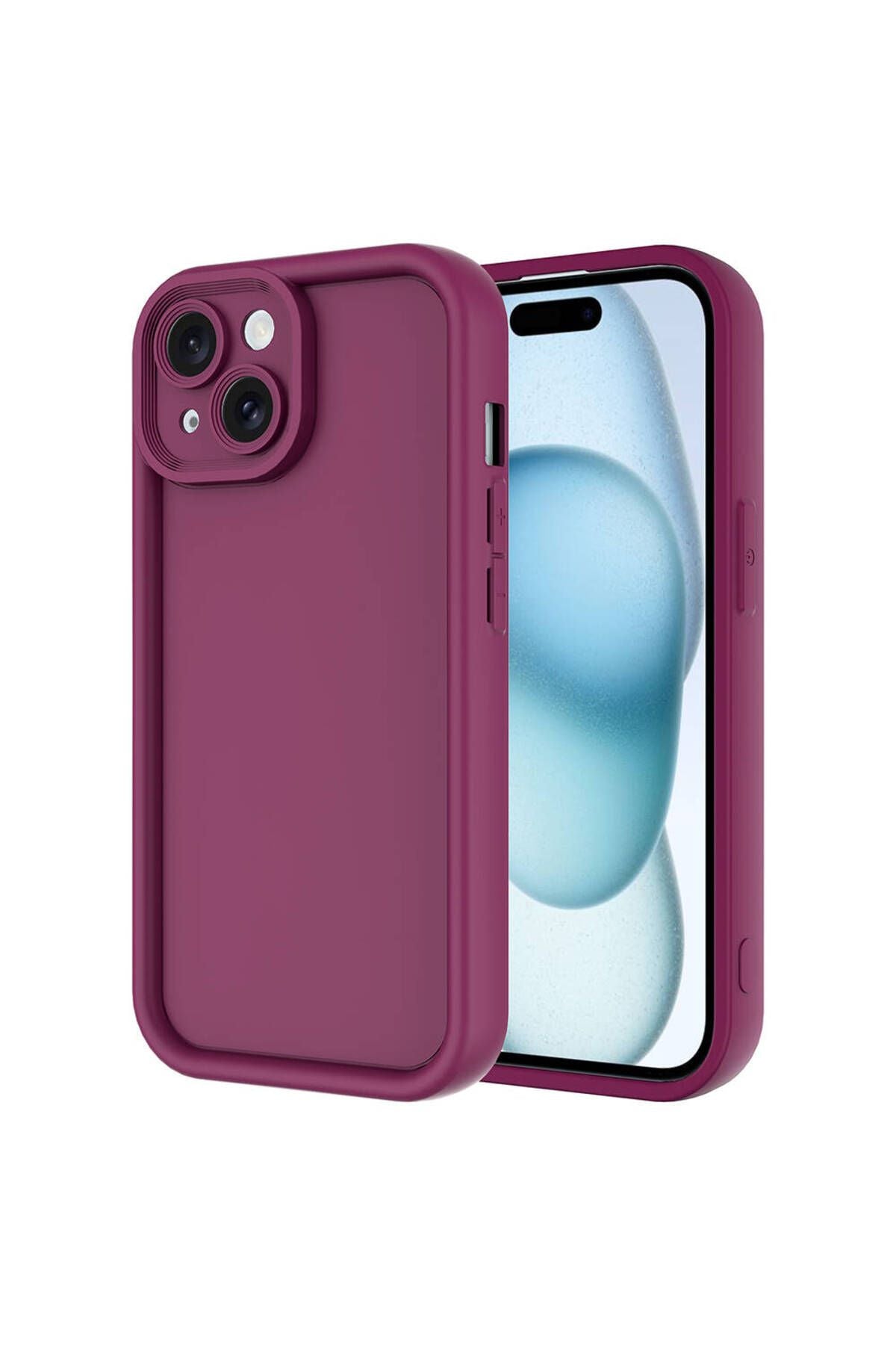 iPhone 15 Uyumlu PAT Kılıf Kamera Korumalı Zore Ananas Kapak-Mürdüm