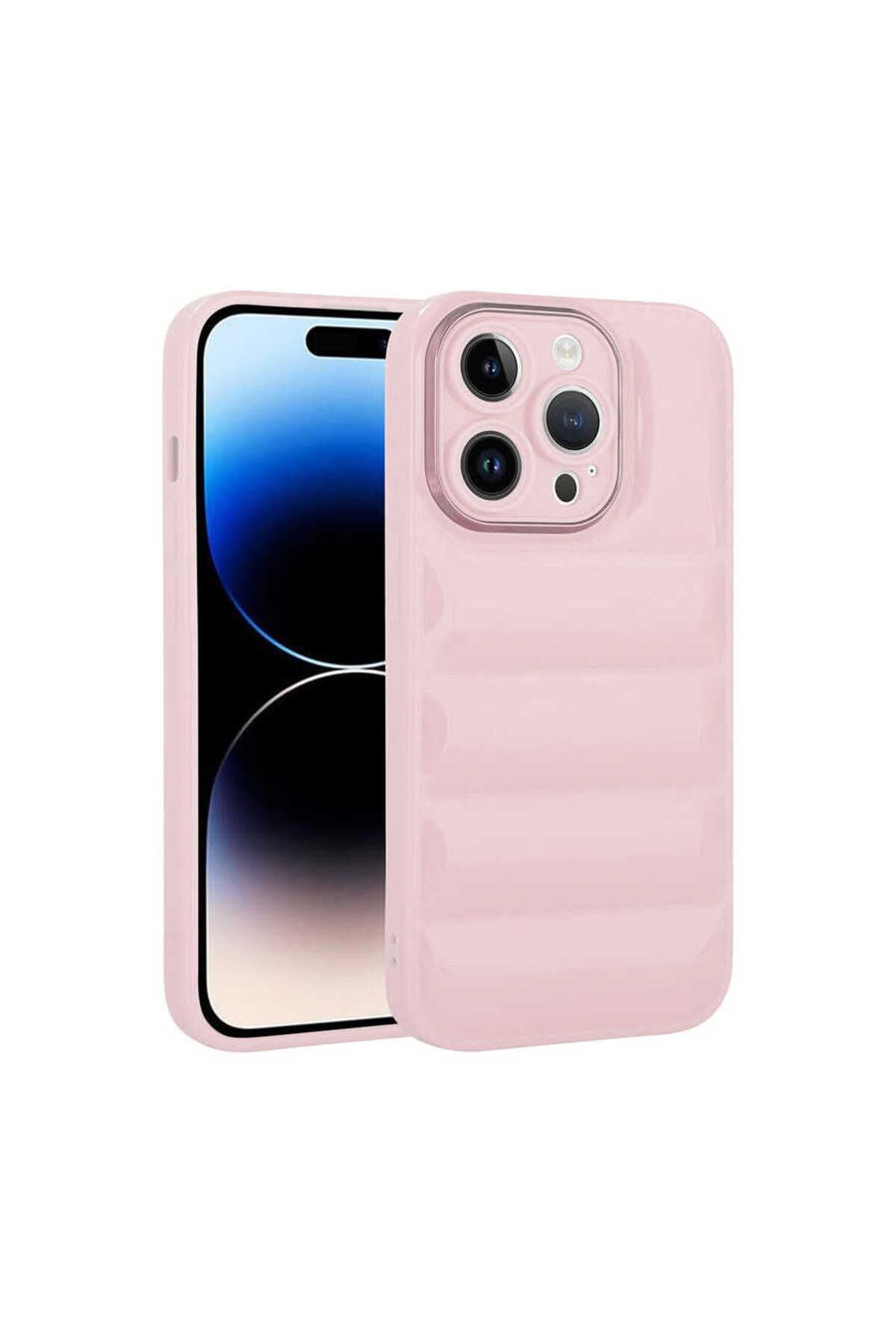 iPhone 14 Pro Uyumlu Kamera Korumalı Parlak AiHTTg'li Zore Galya Kılıf-Pembe