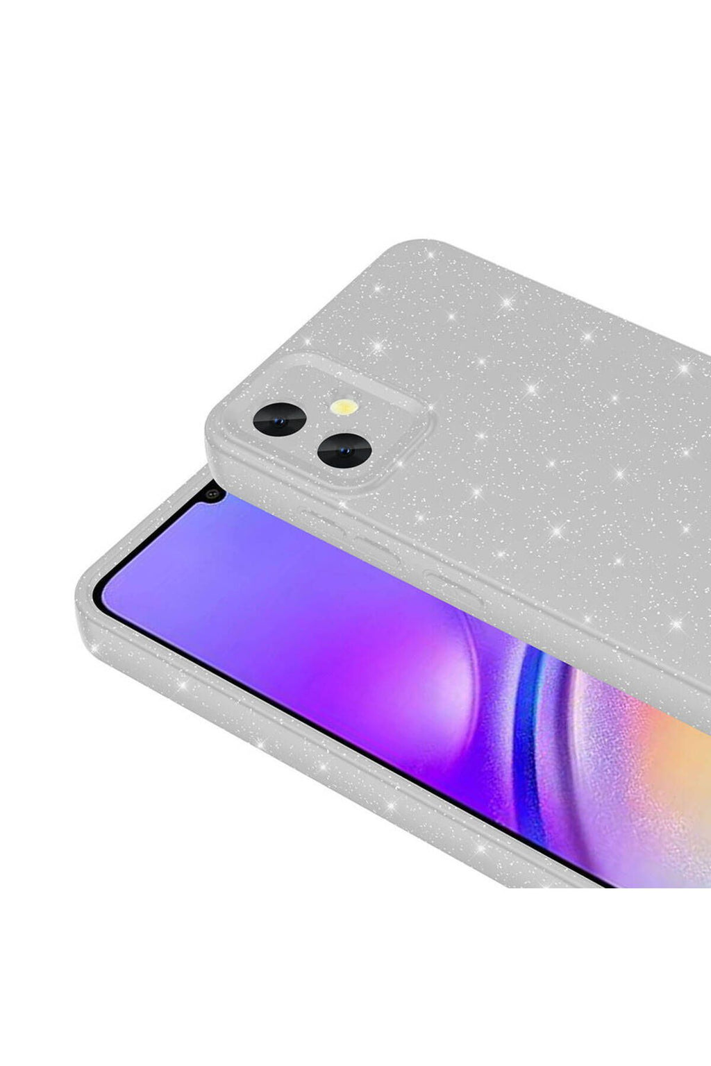 Galaxy A05 Kılıf Kamera Korumalı Simli Lüks Zore Koton Kapak - Gümüş