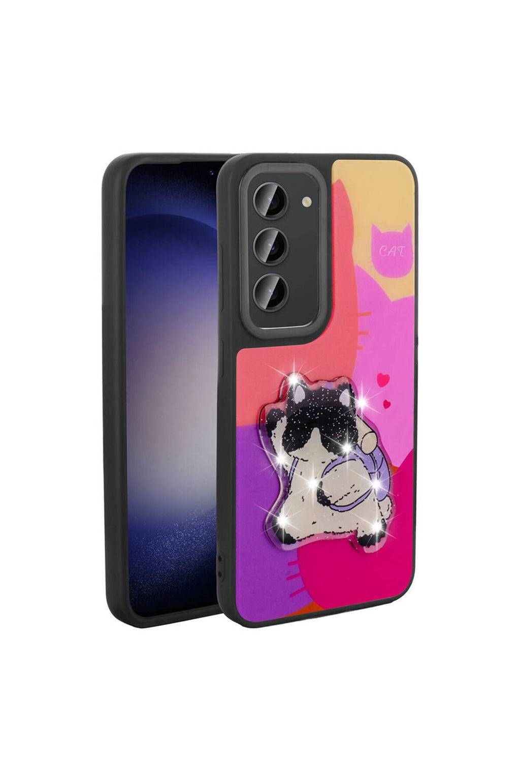 Galaxy S23 Kılıf Parlayan Kabartmalı İkonik Figürlü Zore Amas Silikon Kapak - Beyaz