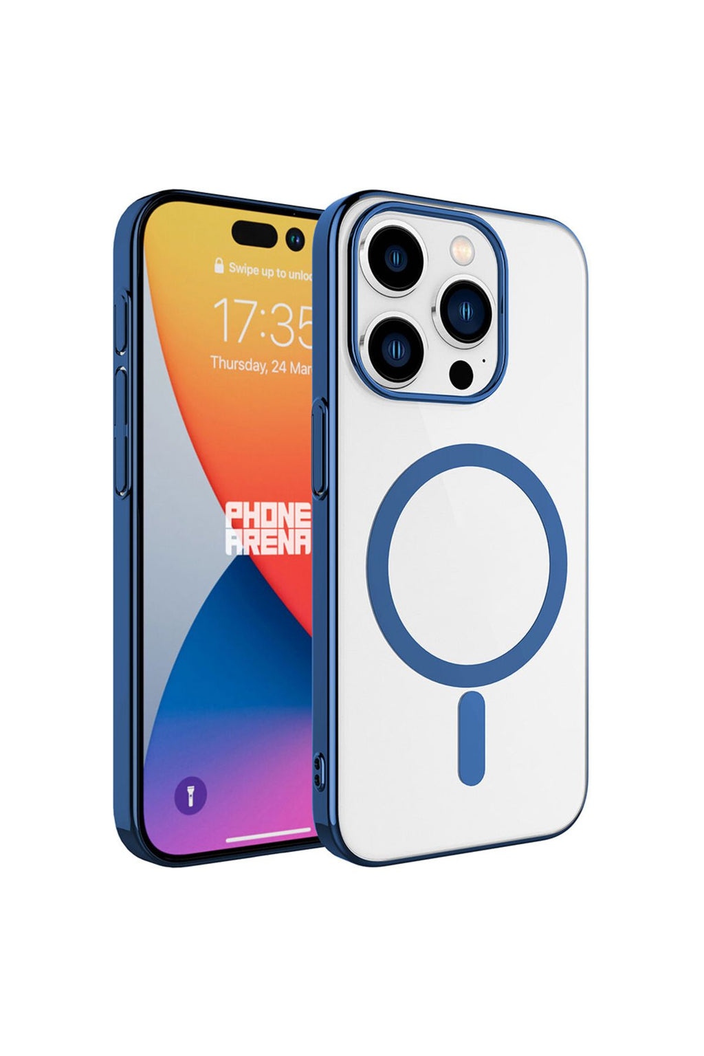 iPhone 15 Pro Uyumlu SVL Wireless Şarj Özellikli Pixel Magsafe Kılıf-Mavi