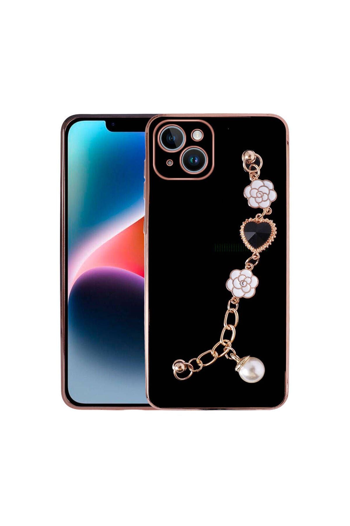 iPhone 15 Zore El Tutamaçlı Kamera Korumalı Zore Taka Silikon Kılıf-Siyah