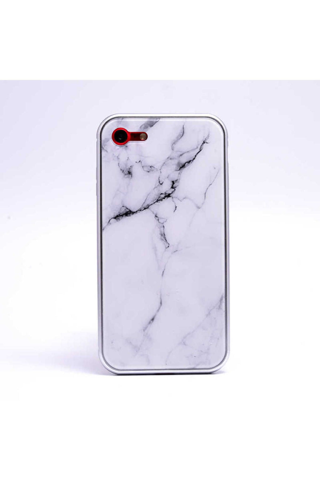 iPhone SE 2022 Uyumlu GLLP Mermerli Devrim Cam Kılıf-Beyaz