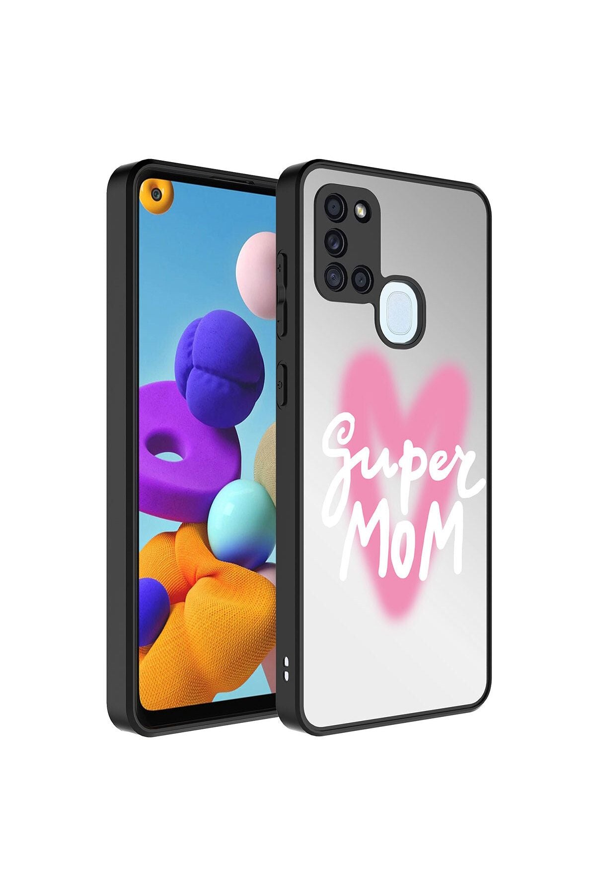 Galaxy A21S Kılıf Aynalı Desenli Kamera Korumalı Parlak Zore Mirror Kapak - Süper Anne