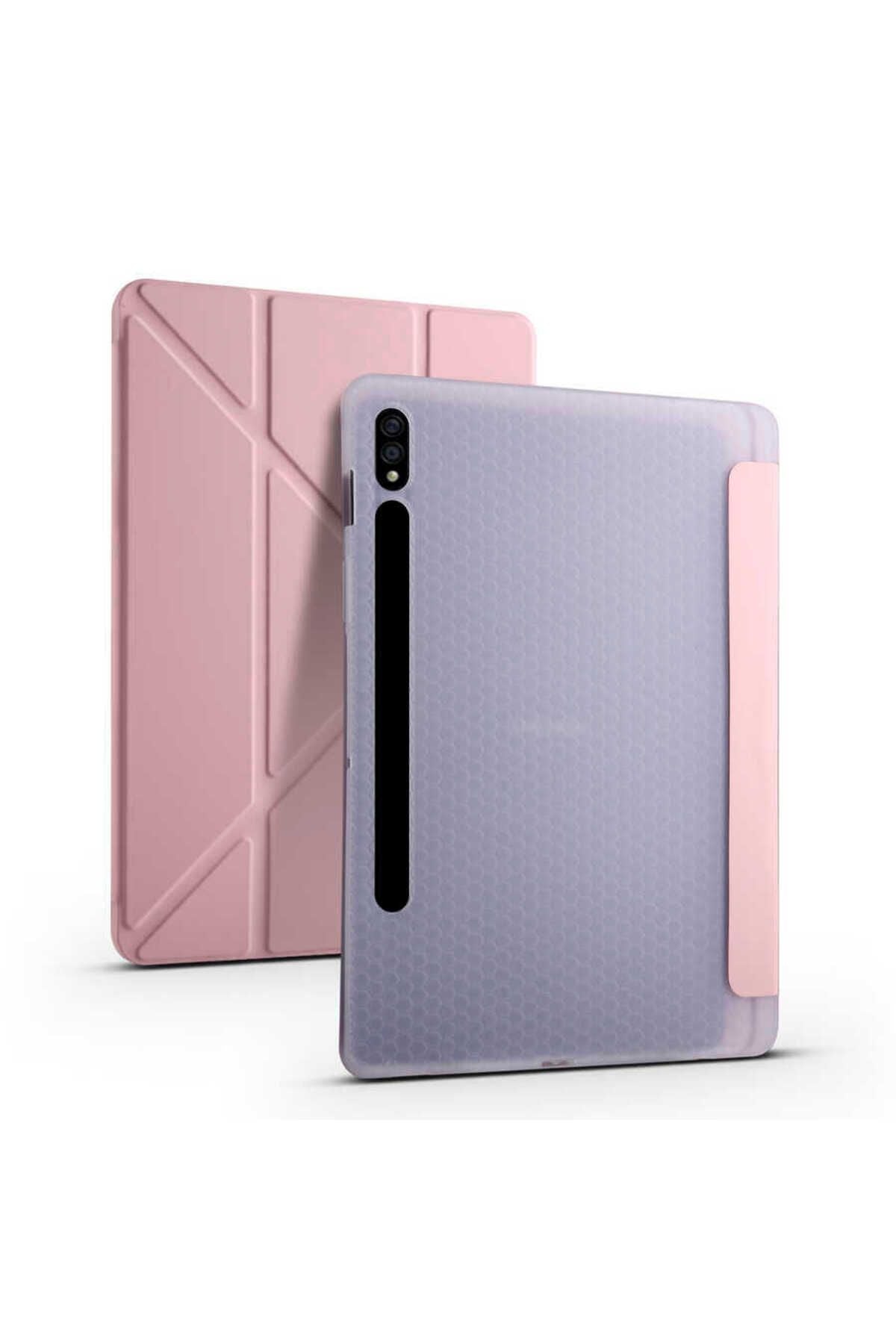 Galaxy Tab S7 T870 Kılıf  Uyumlu Zore Tri Folding Kalem Bölmeli Standlı Kılıf-Açık Yeşil