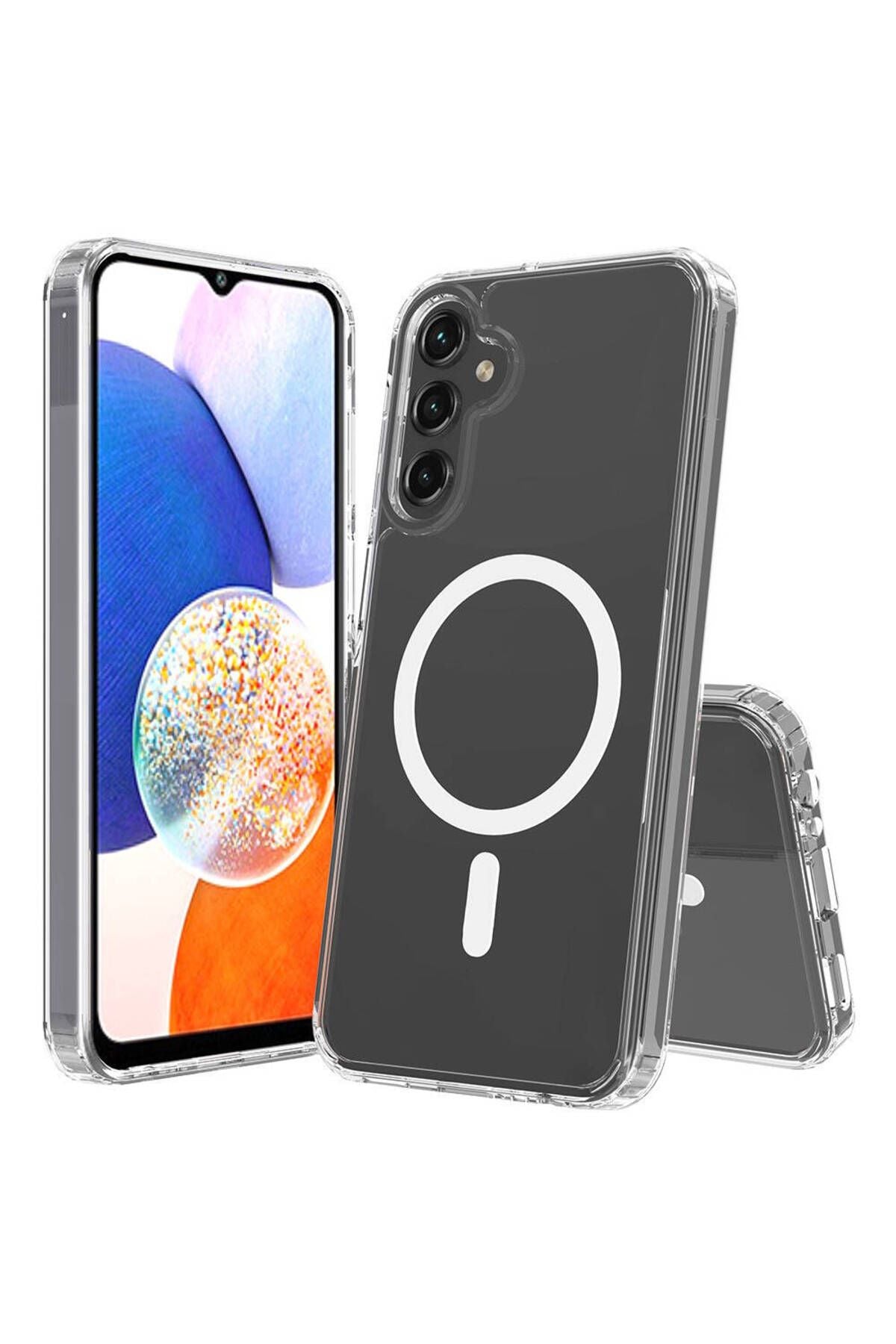 Galaxy S24 FE Kılıf Magsafe Şarj Özellikli Şeffaf Sert PC Zore Embos Kapak - Şeffaf
