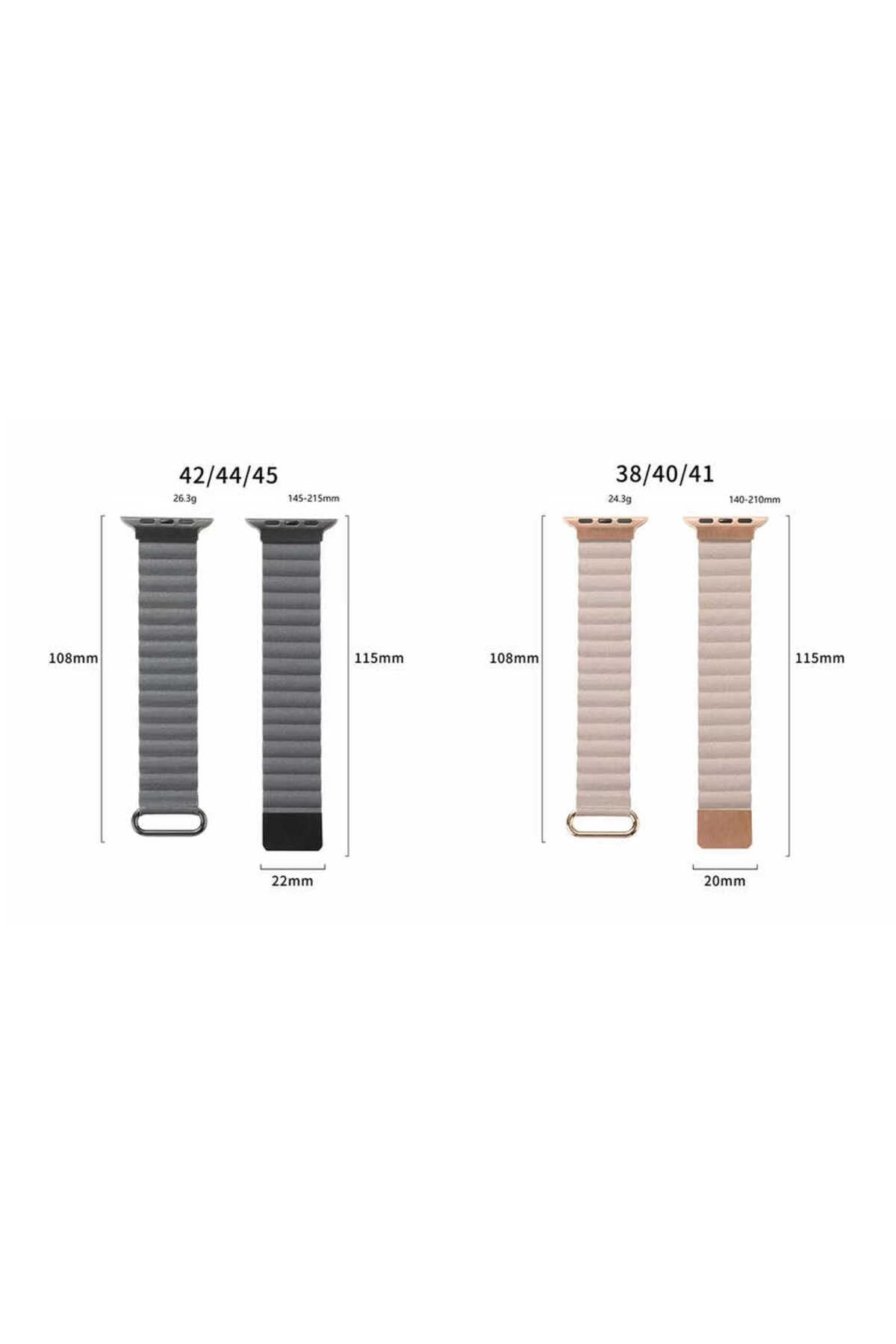 Watch 42mm Uyumlu KRD-78 PU Deri Kordon Strap Kayış CLO- Kırmızı