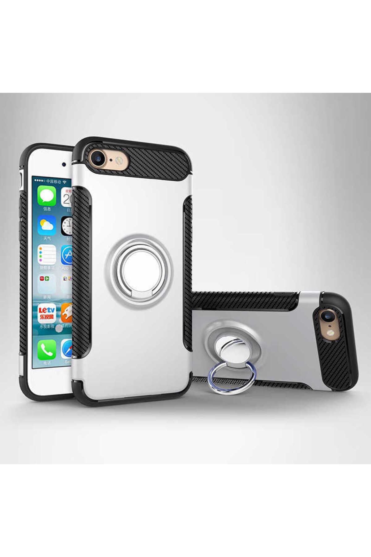 iPhone SE 2022 Uyumlu Zore Yüzüklü Verus Kılıf-Gri