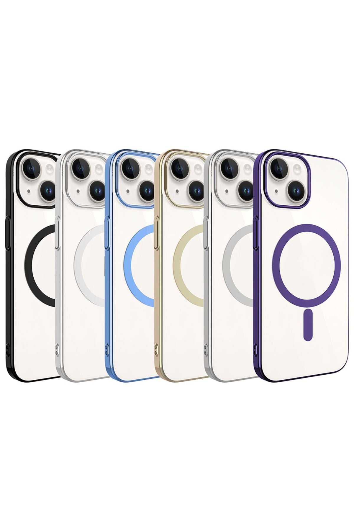 iPhone 15 Uyumlu Zore Wireless Şarj Özellikli Pixel Magsafe Kılıf-Mavi Açık