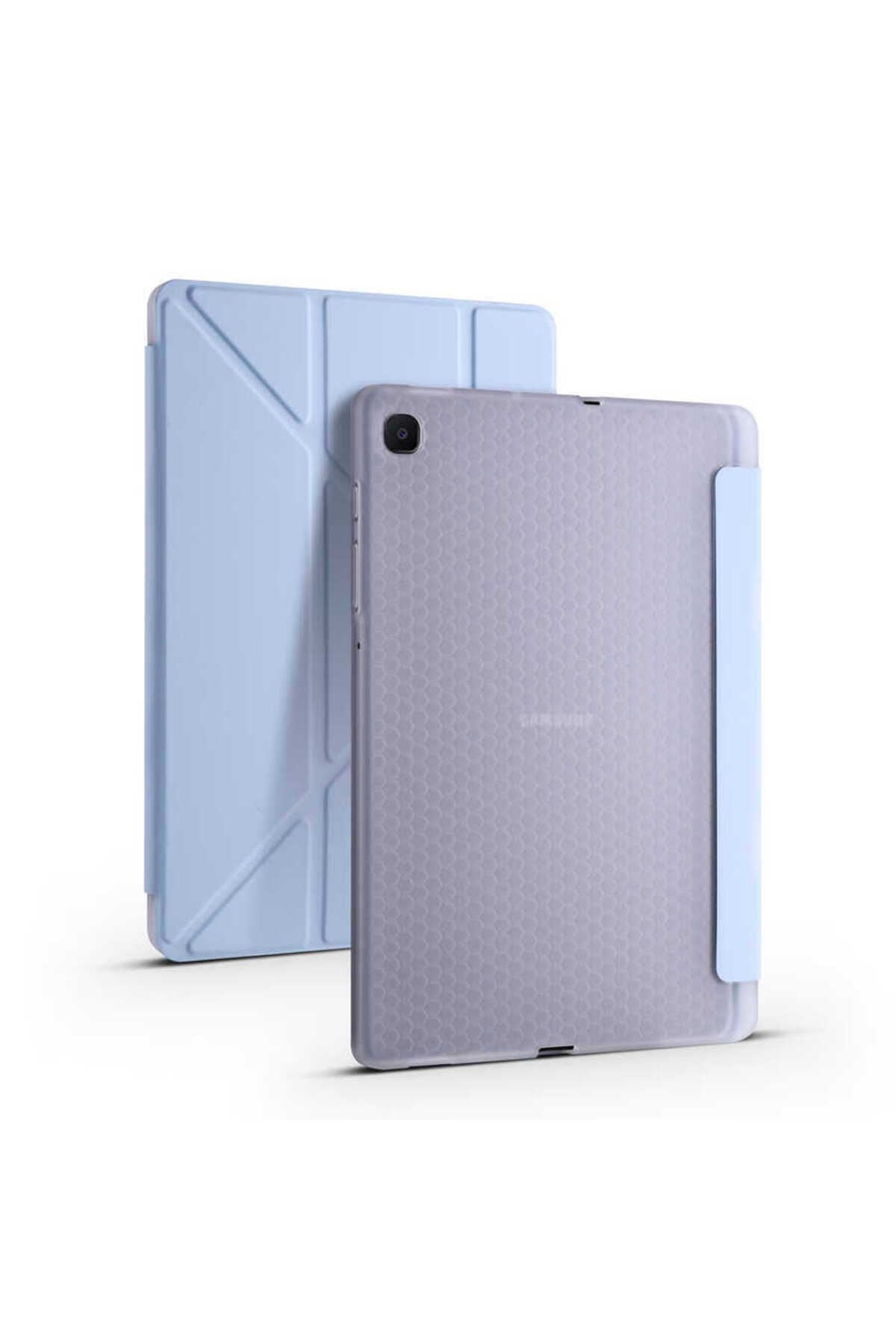Galaxy Tab S6 Lite P610 Kılıf  Uyumlu Zore Tri Folding Kalem Bölmeli Standlı Kılıf-Lacivert