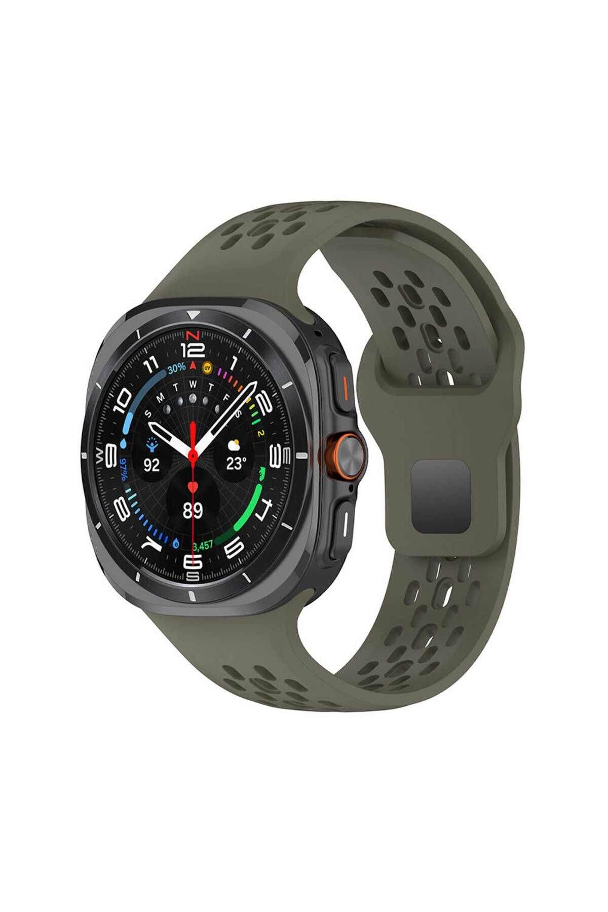 Galaxy Watch Ultra 47mm Zore KRD-119 Delikli Tasarım Silikon Kordon-Derin Yeşil