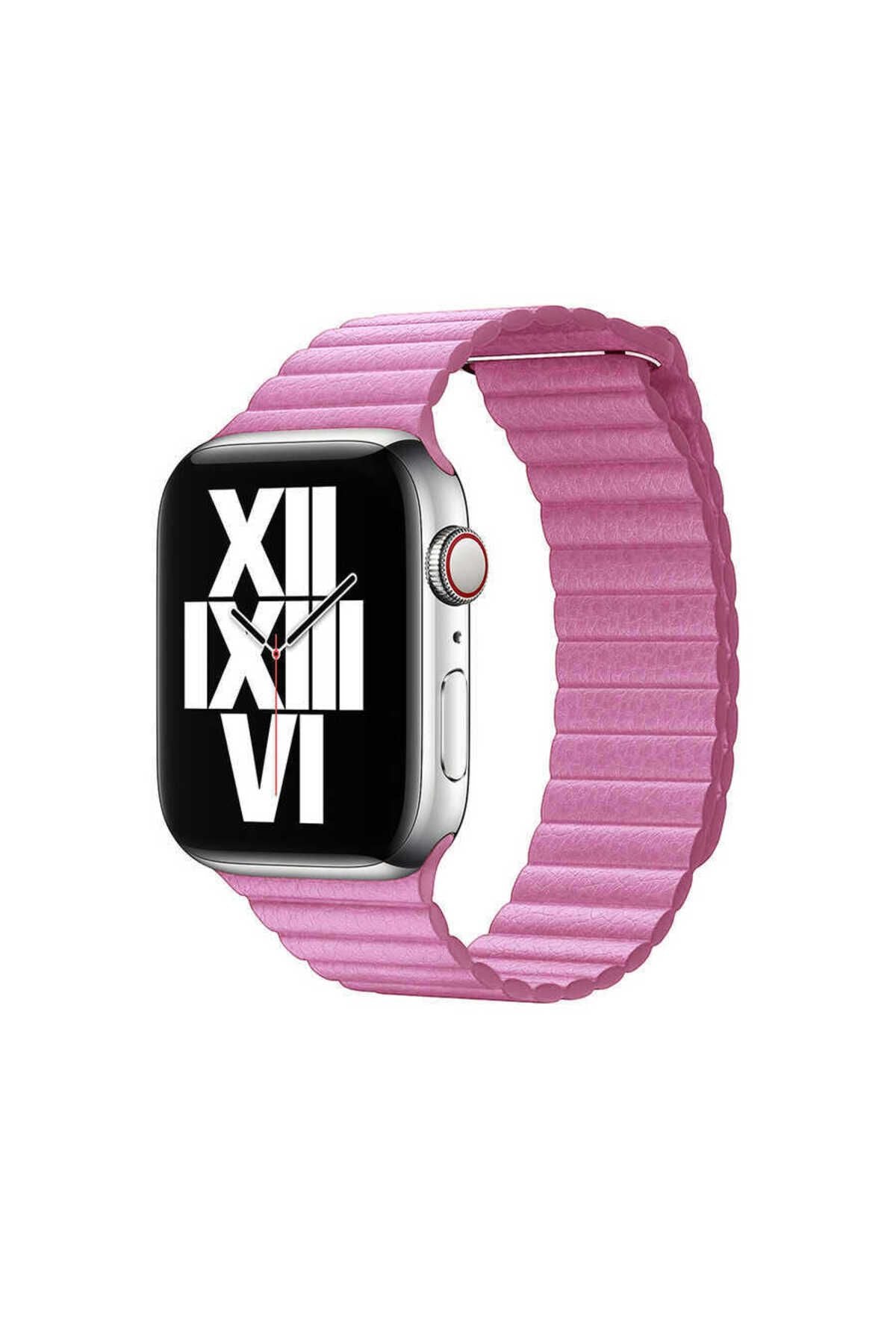 Watch Ultra 49mm Kordon Uyumlu KRD-09 Deri Lop Strap Kayış CLO- Mavi