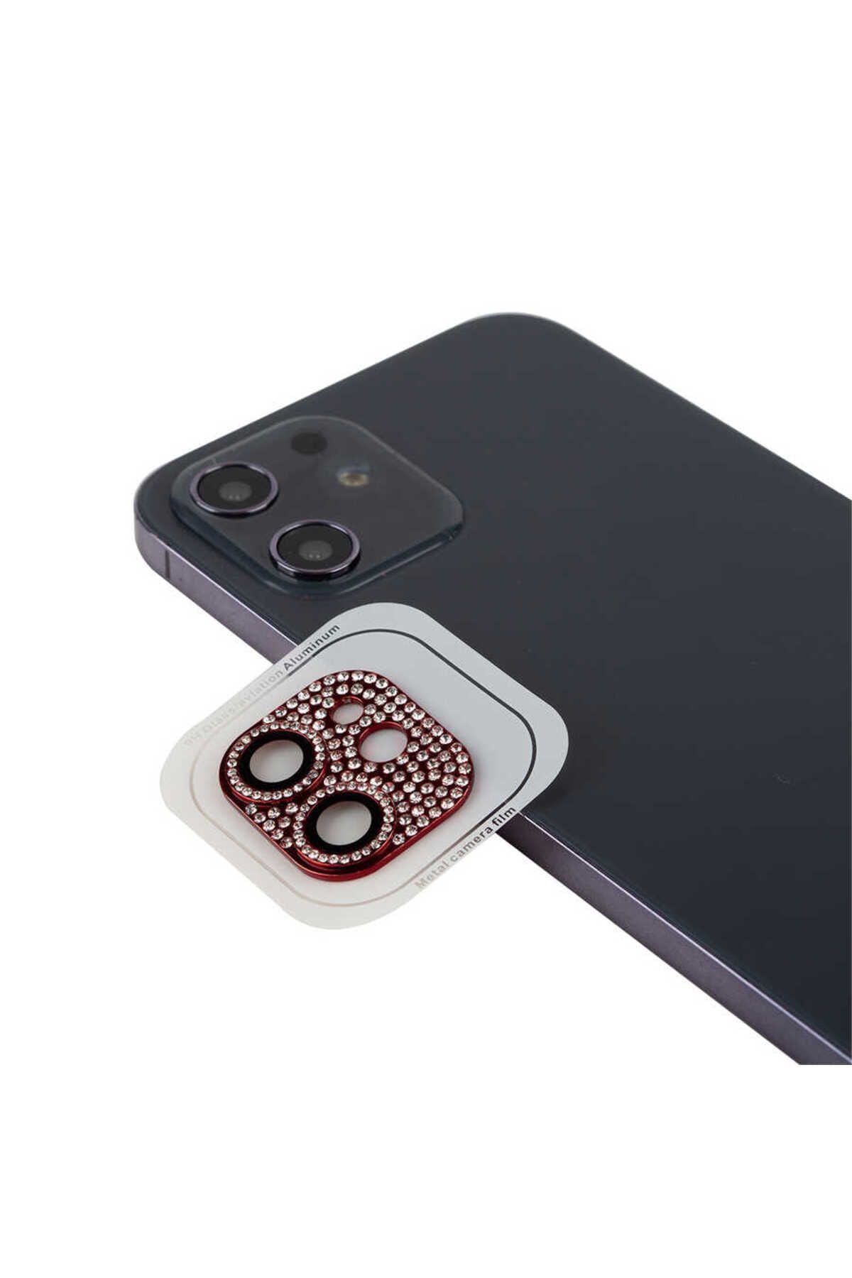 iPhone 12 Uyumlu Zore CL-08 Kamera Koruyucu-Kırmızı