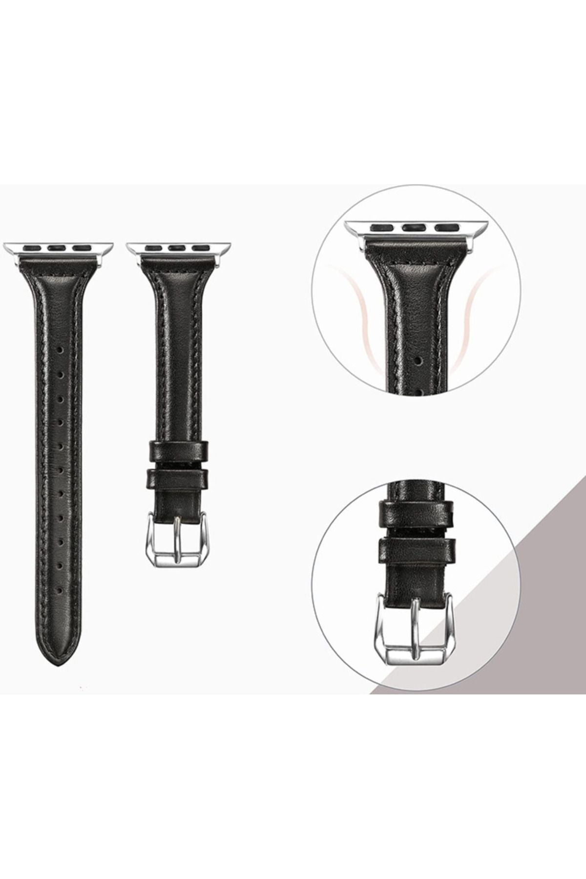 Watch 40mm Uyumlu KRD-28 Deri Zore Kordon-Beyaz