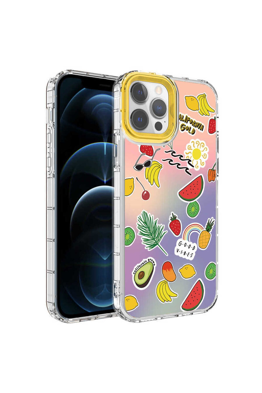 iPhone 14 Pro Uyumlu Kamera Korumalı Renkli Desenli Sert Silikon Korn Kılıf-NO12