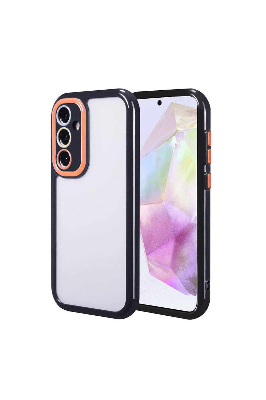 Galaxy A35 Kılıf Kamera Korumalı Renkli Kenar ve Çerçeve Tasarımlı Zore Vitamin Kapak-Siyah