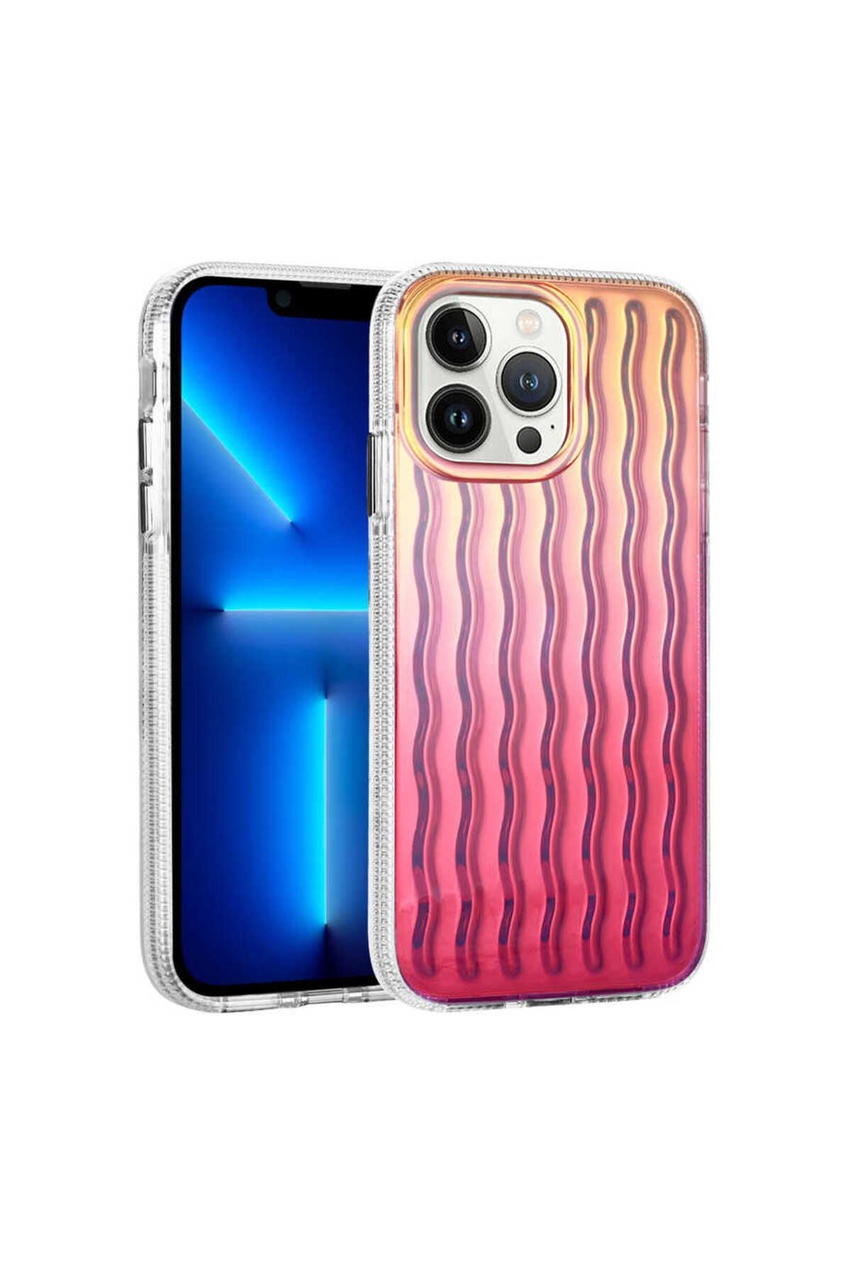 iPhone 14 Pro Uyumlu Kabartmalı Dalga Tasarımlı Silikon Zore İsmira Kılıf-NO8