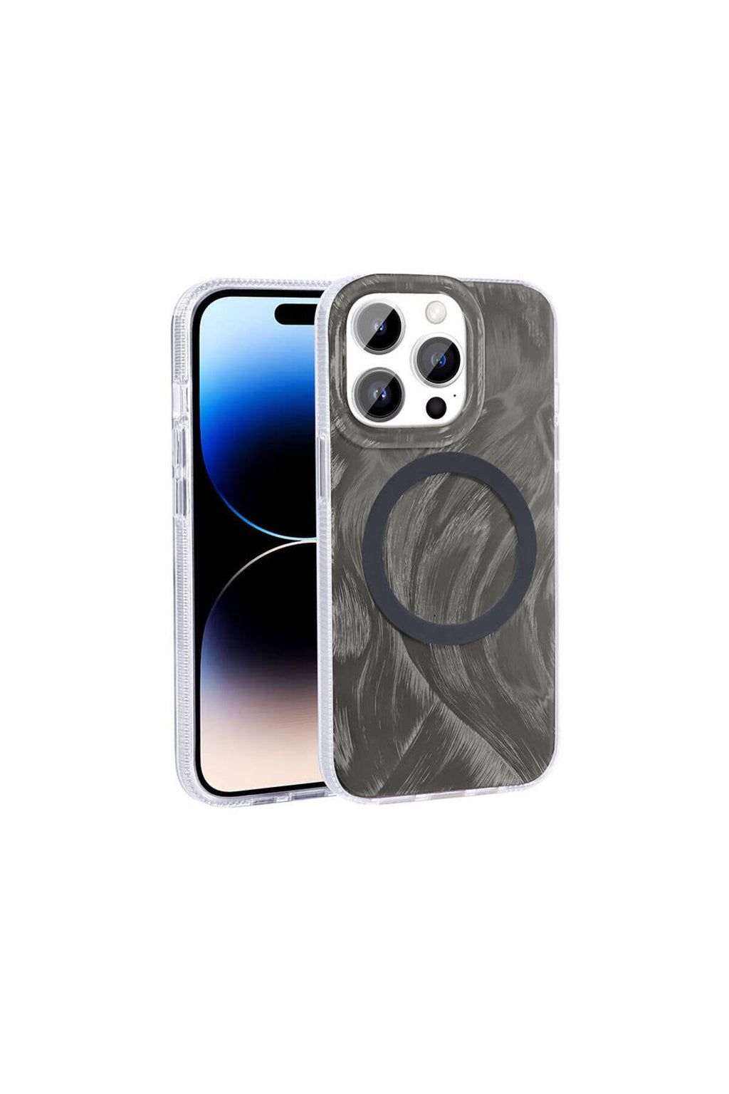 iPhone 14 Pro Uyumlu BTZ Kılıf Magsafe Şarj Özellikli Fırça Boya Desenli Zore Palet Kapak-Pembe