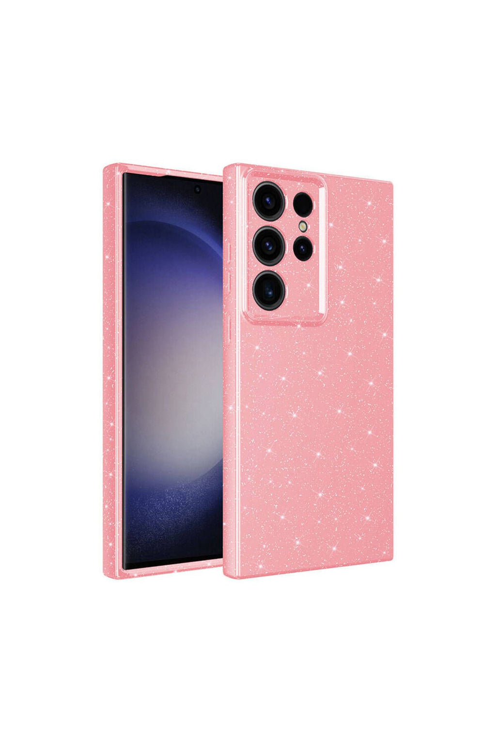 Galaxy S24 Ultra Kılıf Kamera Korumalı Simli Lüks Zore Koton Kapak - Pembe