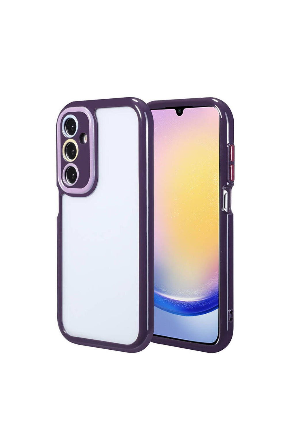 Galaxy A25 Kılıf Kamera Korumalı Renkli Kenar ve Çerçeve Tasarımlı Zore Vitamin Kapak-Derin Mor