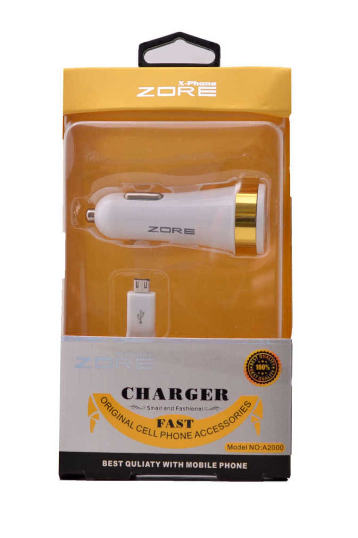 Beyaz 3 Usb li 2 in 1 Micro Araç Şarj Seti 3000 Mah Zore-NOİR