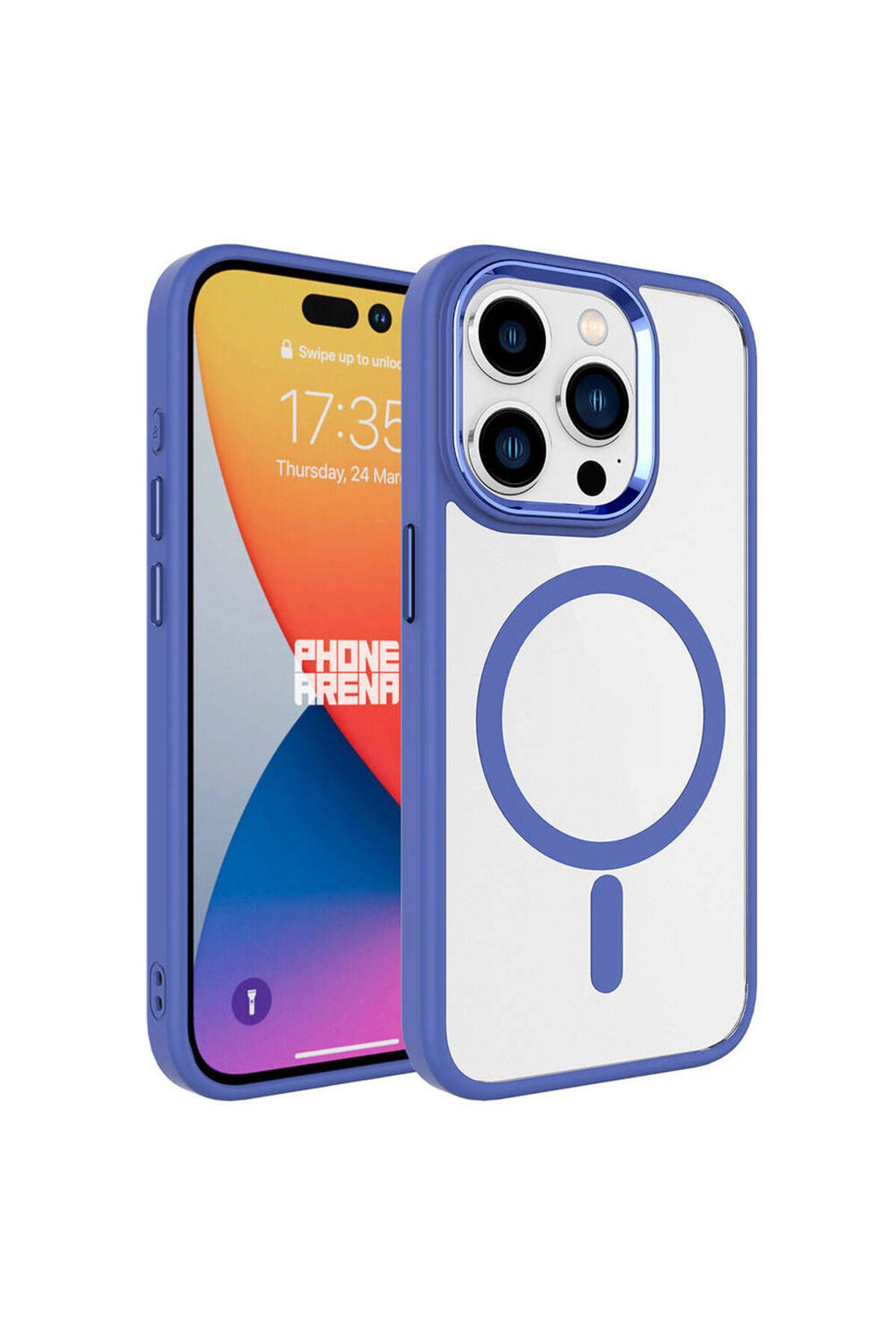 iPhone 15 Pro Max Uyumlu Wireless Şarj Özellikli Zore Krom Magsafe Silikon Kılıf-Lacivert