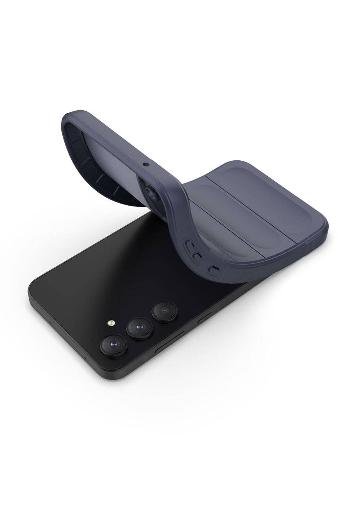 Galaxy A55 Kılıf Esnek TPU Oyuklu Arka Yüzey Tasarımlı Zore Etnik Silikon Kapak - Siyah