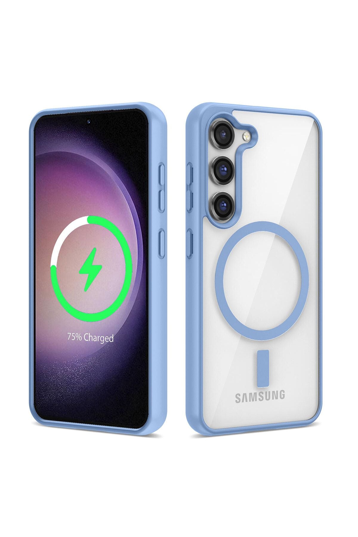 Galaxy S23 Plus Uyumlu Magsafe Wireless Şarj Özellikli Silikon CSK Zore Ege Kılıf-Mavi