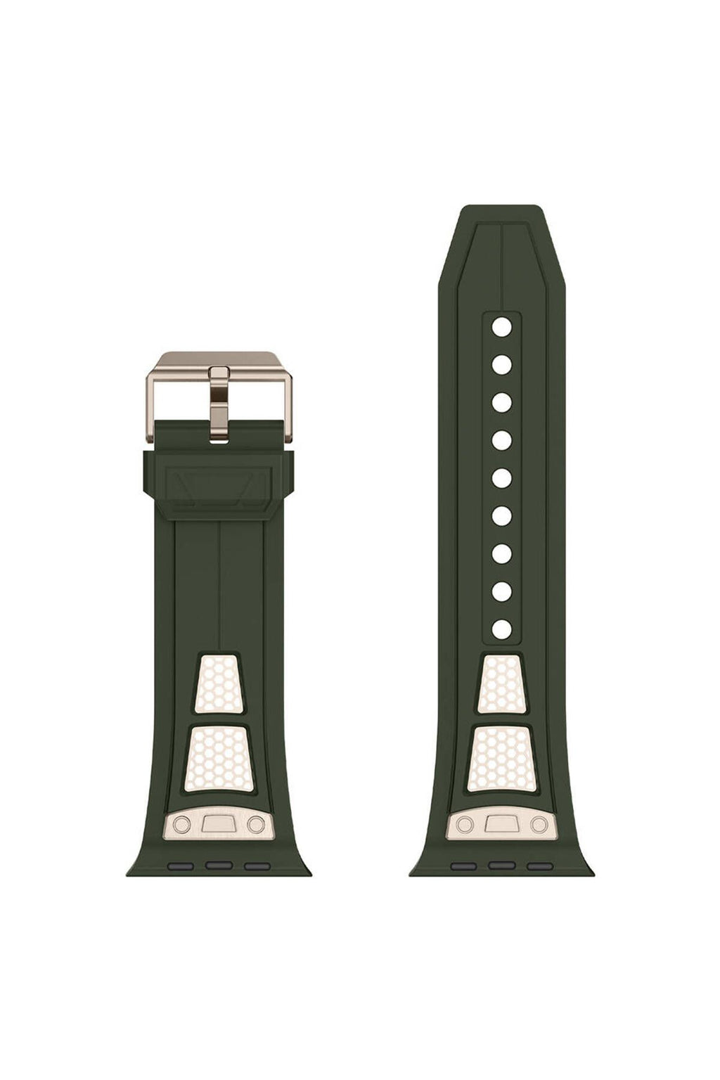 Apple Watch Ultra 49mm KRD-117 Hava Alabilen Delikli Metal Süslemeli Desenli Silikon Kordon-Tit