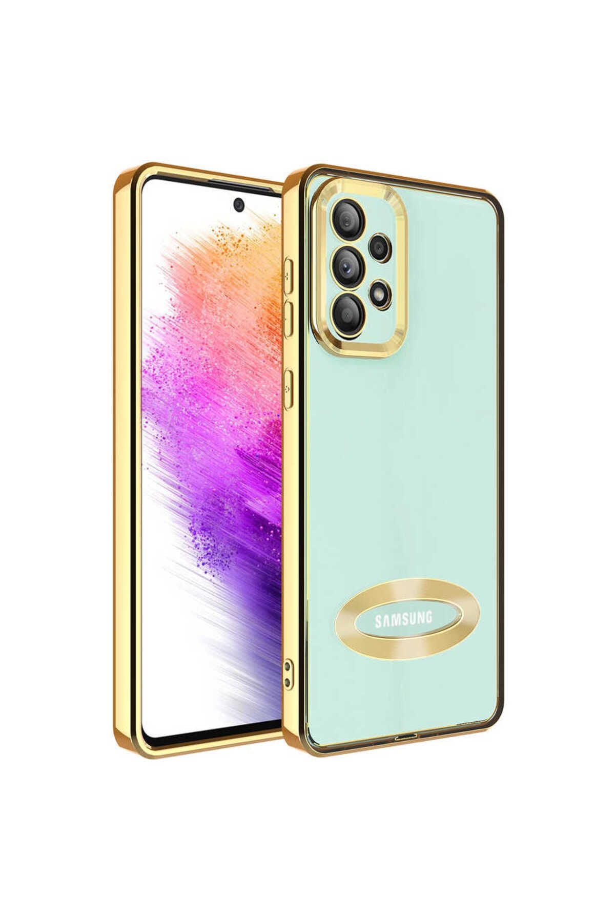 Galaxy A53 5G Kılıf Kamera Korumalı Logo Gösteren Zore Omega Kapak - Rose Gold