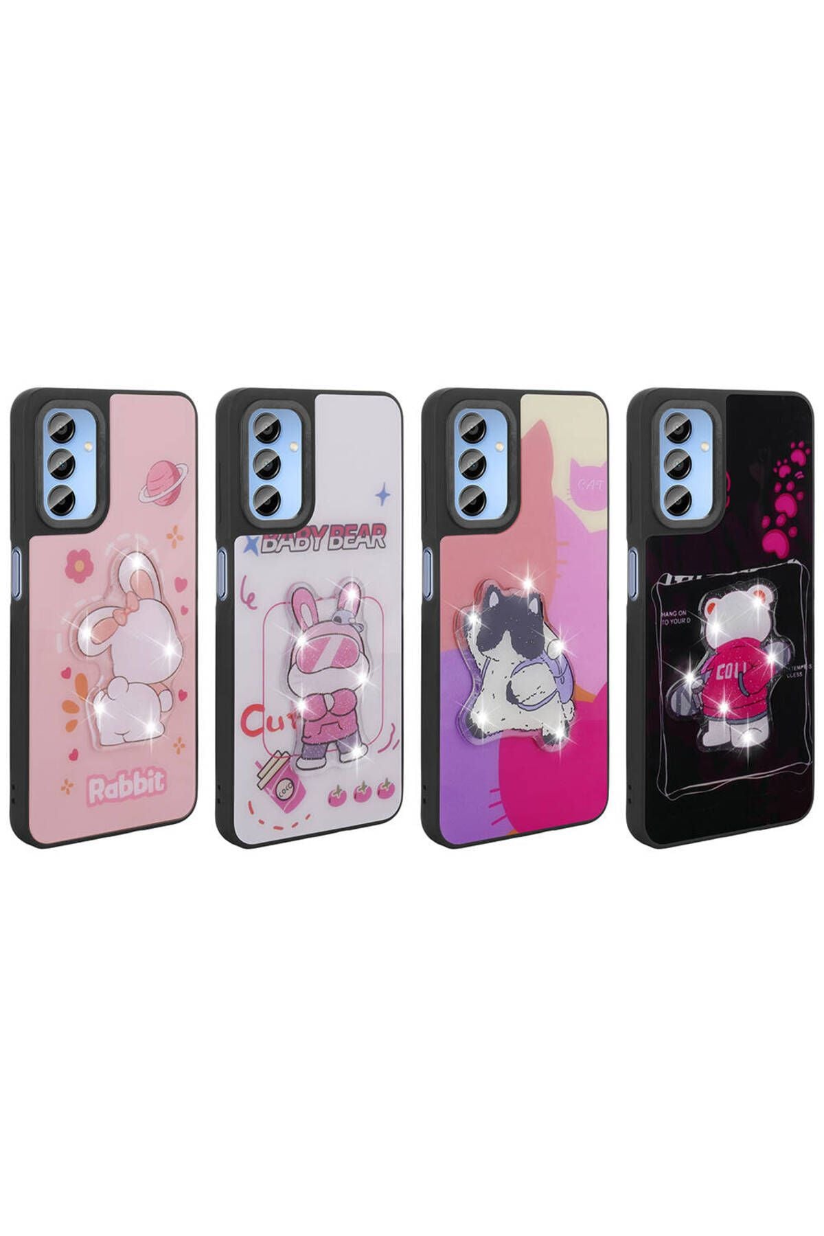 Galaxy A15 Kılıf Parlayan Kabartmalı İkonik Figürlü Zore Amas Silikon Kapak - Beyaz