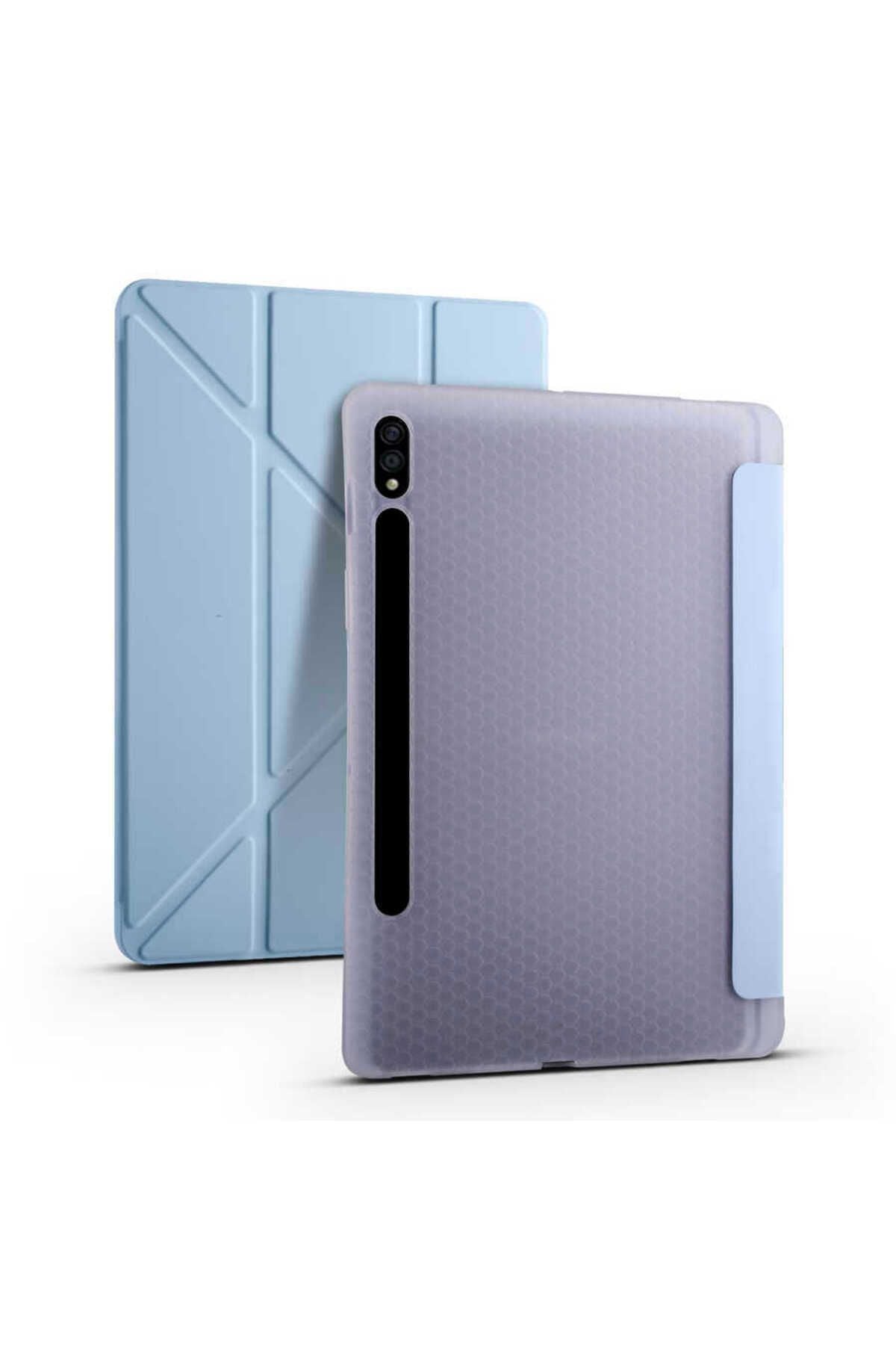 Galaxy Tab S7 T870 Kılıf  Uyumlu Zore Tri Folding Kalem Bölmeli Standlı Kılıf-Açık Yeşil