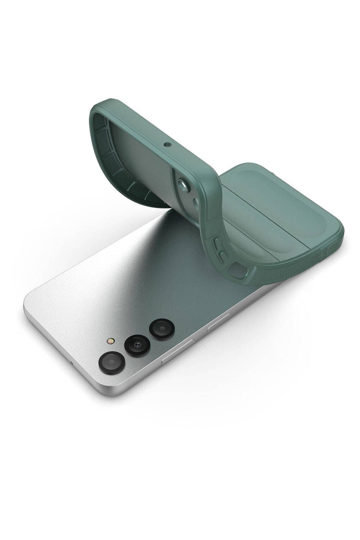 Galaxy A05S Kılıf Esnek TPU Oyuklu Arka Yüzey Tasarımlı Zore Etnik Silikon Kapak - Koyu Yeşil